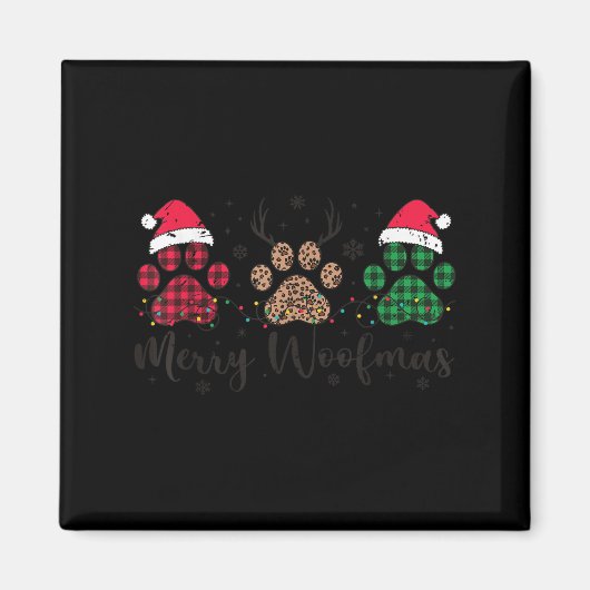 Merry Woofmas Dog Lover Retro Holiday Top Puppy Ch Magneet (Voorkant)