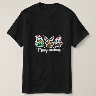 Merry Woofmas Dog Paw Christmas Design  T-shirt