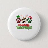 MERRY WOOFMAS Dog Paw kerstbuffel Ronde Button 5,7 Cm (Voorkant)