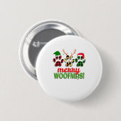 MERRY WOOFMAS Dog Paw kerstbuffel Ronde Button 5,7 Cm (Voorkant /achterkant)