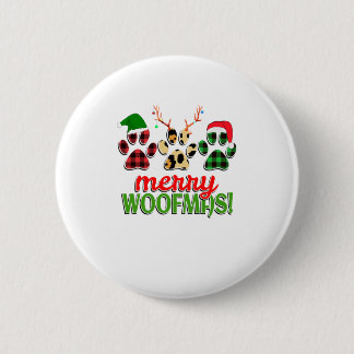 MERRY WOOFMAS Dog Paw kerstbuffel Ronde Button 5,7 Cm