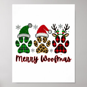 Merry Woofmas Dog Plaid Animal Paw Print Kerst