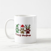 Merry Woofmas Dog Plaid Animal Paw Print Kerst Koffiemok (Links)