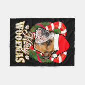 Merry Woofmas English Bulldog With Santa Claus Hat Fleece Deken (Voorkant (Horizontaal))