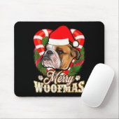 Merry Woofmas English Bulldog With Santa Claus Hat Muismat (Met muis)