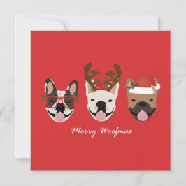 Merry Woofmas Franse Bulldogs Kerstmis Kaart