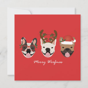 Merry Woofmas Franse Bulldogs Kerstmis Kaart