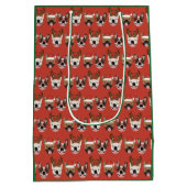 Merry Woofmas Franse Bulldogs Kerstmis Medium Cadeauzakje (Achterkant)