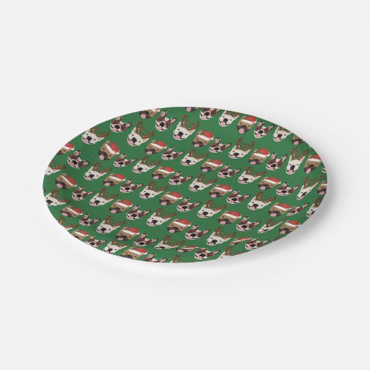 Merry Woofmas Franse Bulldogs Kerstmis Papieren Bordje (Gekanteld)