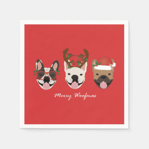 Merry Woofmas Franse Bulldogs Kerstmis Servet