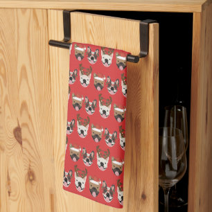 Merry Woofmas Franse Bulldogs Kerstmis Theedoek