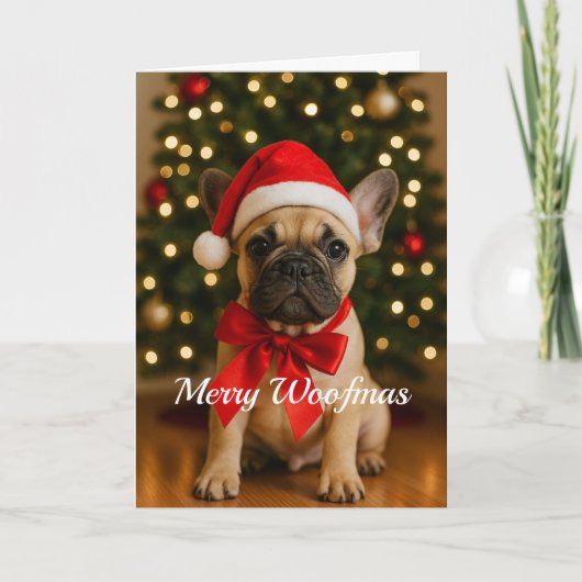 Merry Woofmas French Bulldog Christmas Card Kaart (Voorkant)