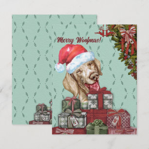 Merry Woofmas. Funny Dachshund Santa Hat Kerstmis Notitiekaartje