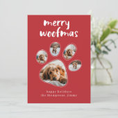 Merry Woofmas Funny Pet Dog Foto van Kerstmis Feestdagenkaart (Staand voorkant)