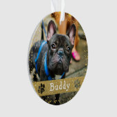 Merry Woofmas Gold Glitter Dog foto Ornament (voorkant)