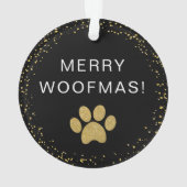 Merry Woofmas Gold Glitter Dog foto Ornament (achterkant)