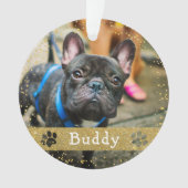 Merry Woofmas Gold Glitter Dog foto Ornament (voorkant)
