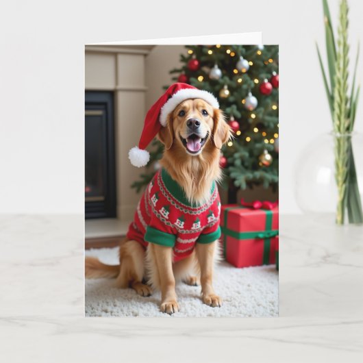 Merry Woofmas Golden Retriever Kaart (Voorkant)