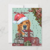Merry Woofmas Golden Retriever kerstmis Notitiekaartje (Voorkant)