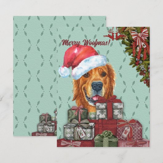Merry Woofmas Golden Retriever kerstmis Notitiekaartje (Voorkant / Achterkant)