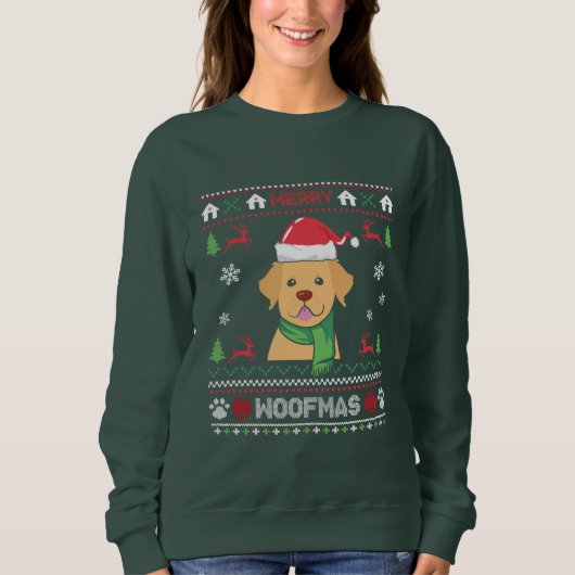 Merry Woofmas Golden Retriever Trui (Voorkant)
