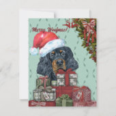 Merry Woofmas. Gordon Setter Santa Hat Kerstmis Notitiekaartje (Voorkant)