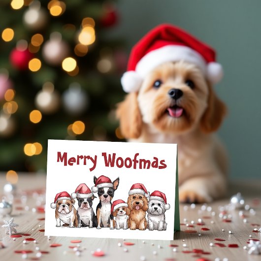 Merry Woofmas Hond Kerst Grappig Huisdier Feestdagen Kaart