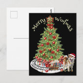 Merry Woofmas Hondenontwerp- Akita Briefkaart (Voorkant / Achterkant)