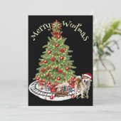 Merry Woofmas Hondenontwerp- Akita Feestdagenkaart (Staand voorkant)