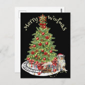 Merry Woofmas Hondenontwerp- Australian Shepherd Briefkaart (Voorkant / Achterkant)