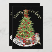 Merry Woofmas Hondenontwerp- Australian Shepherd Feestdagenkaart (Voorkant / Achterkant)