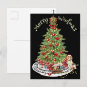 Merry Woofmas Hondenontwerp- Beagle Briefkaart (Voorkant / Achterkant)