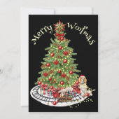 Merry Woofmas Hondenontwerp- Beagle Feestdagenkaart (Voorkant)