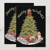 Merry Woofmas Hondenontwerp- Beagle Feestdagenkaart (Voorkant / Achterkant)