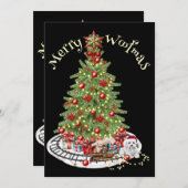 Merry Woofmas Hondenontwerp- Bichon Frise Feestdagenkaart (Voorkant / Achterkant)