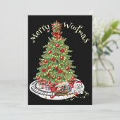 Merry Woofmas Hondenontwerp- Bichon Frise Feestdagenkaart (Staand voorkant)