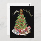 Merry Woofmas Hondenontwerp- Boston Terrier Briefkaart (Voorkant / Achterkant)