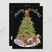 Merry Woofmas Hondenontwerp- Boston Terrier Feestdagenkaart (Voorkant / Achterkant)