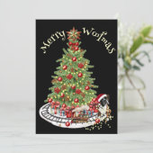 Merry Woofmas Hondenontwerp- Boxer Feestdagenkaart (Staand voorkant)