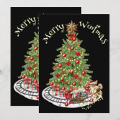 Merry Woofmas Hondenontwerp- Chihuahua Feestdagenkaart (Voorkant / Achterkant)