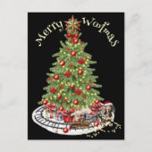 Merry Woofmas Hondenontwerp- Dachshund Briefkaart (Voorkant)