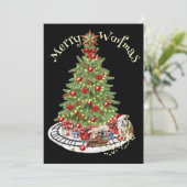 Merry Woofmas Hondenontwerp - English Bulldog Feestdagenkaart (Staand voorkant)