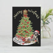 Merry Woofmas Hondenontwerp- Grote Deen Feestdagenkaart (Staand voorkant)