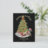 Merry Woofmas Hondenontwerp- Grote Deen Feestdagenkaart (Staand voorkant)