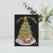 Merry Woofmas Hondenontwerp - King Charles Spaniel Briefkaart (Staand voorkant)