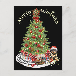 Merry Woofmas Hondenontwerp- Rottweiler Briefkaart