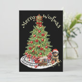 Merry Woofmas Hondenontwerp- Rottweiler Feestdagenkaart (Staand voorkant)