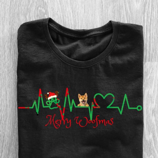 "Merry Woofmas" Huisdier Hond EKG Line T-shirt