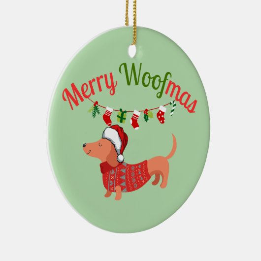Merry WOOFmas Keramisch Ornament (Rechts)