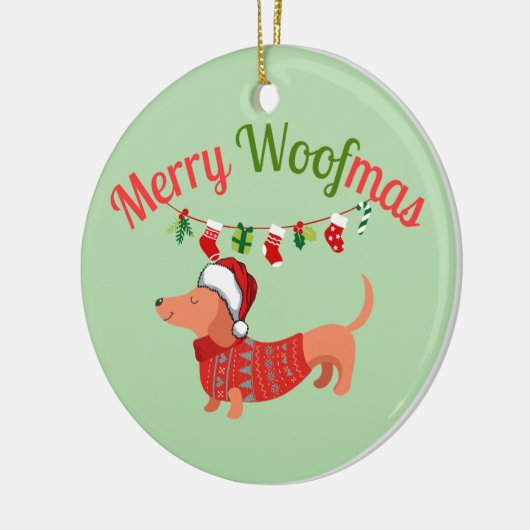 Merry WOOFmas Keramisch Ornament (Links)